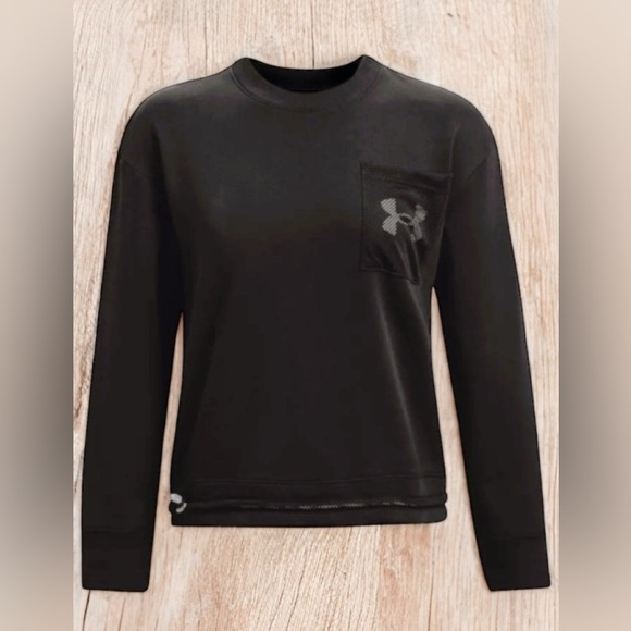 Under Armour UA Sweater Womens Black Crewneck Sweatshirt Pullover Gym SM EUC - Picture 3 of 15